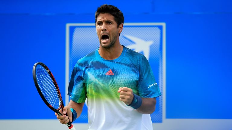Fernando Verdasco celebrates his impressive first round victory over Wawrinka