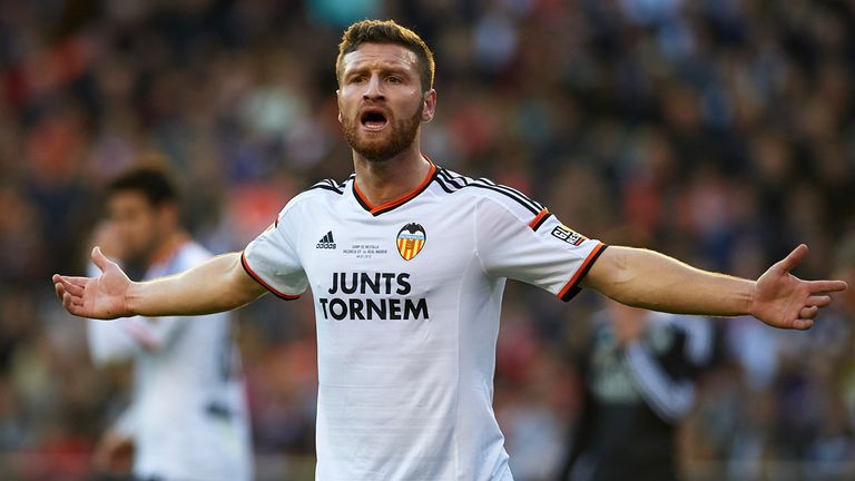 Shkodran Mustafi of Valencia reacts during the La Liga match between Valencia CF and Real Madrid CF