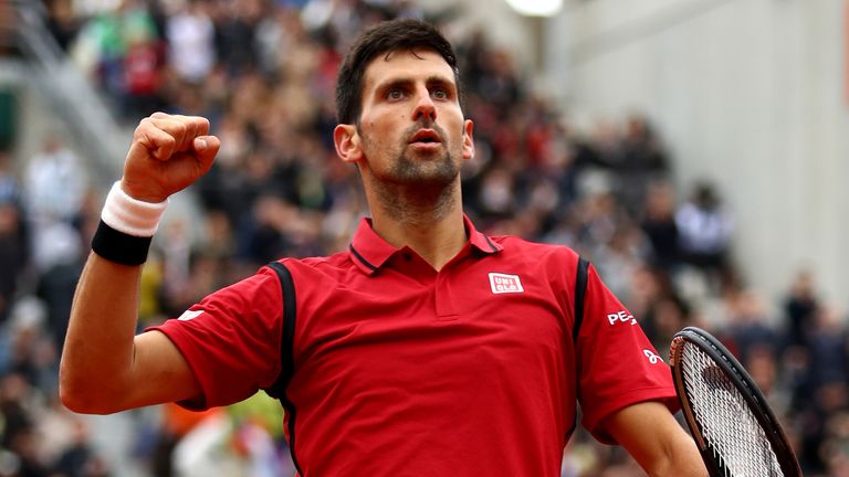 Novak Djokovic celebrates victory