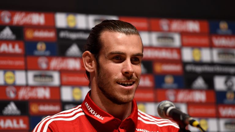 Wales' Gareth Bale during a press conference at the Wales Media Centre, Complex sportif du Cosec, Dinard