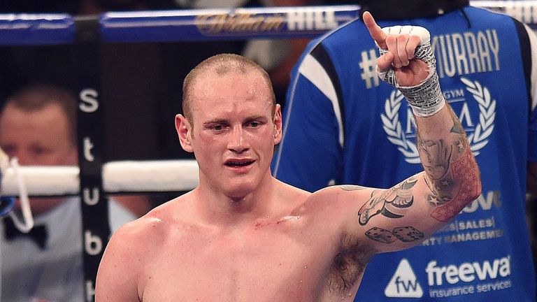George Groves celebrates his win over Martin Murray