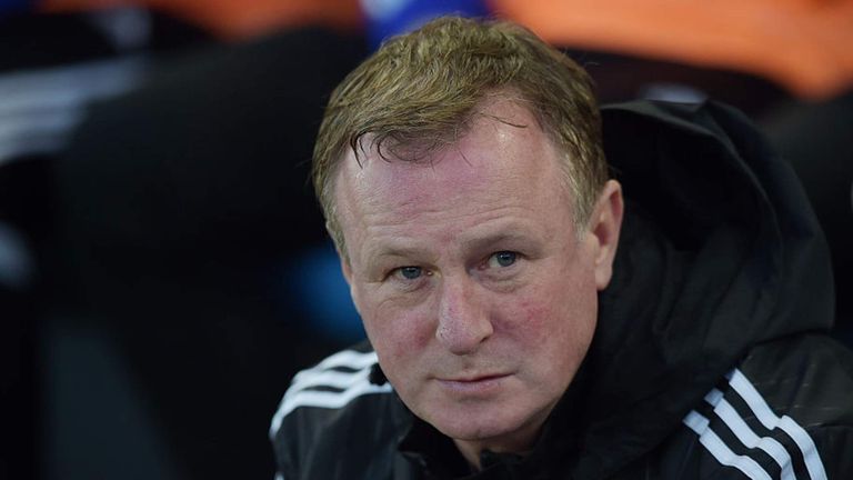 Northern Ireland manager Michael O'Neill looks on during the international friendly between Northern Ireland and Slovenia at Windsor Park in Belfast, Northern Ireland in March