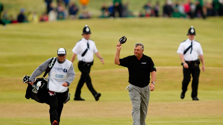 SANDWICH, ENGLAND - JULY 17: Darren Clarke of Northern Ireland during the final round of the 2011 Open Championship at Royal St. George's Golf Club in Sand