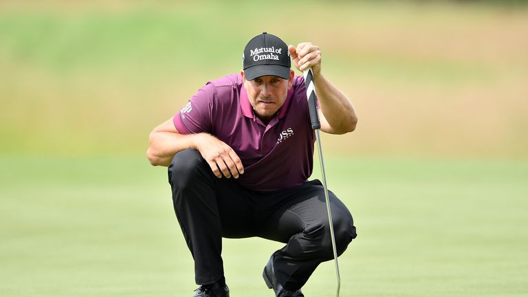 Henrik Stenson of Sweden lins up a putt during the second round of the BMW International Open at Gut Larchenhof on June 24