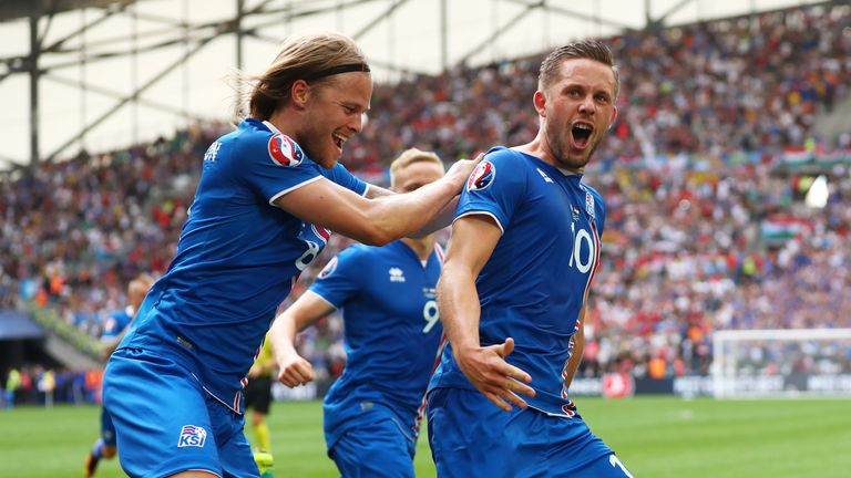 Gylfi Sigurdsson of Iceland celebrates 