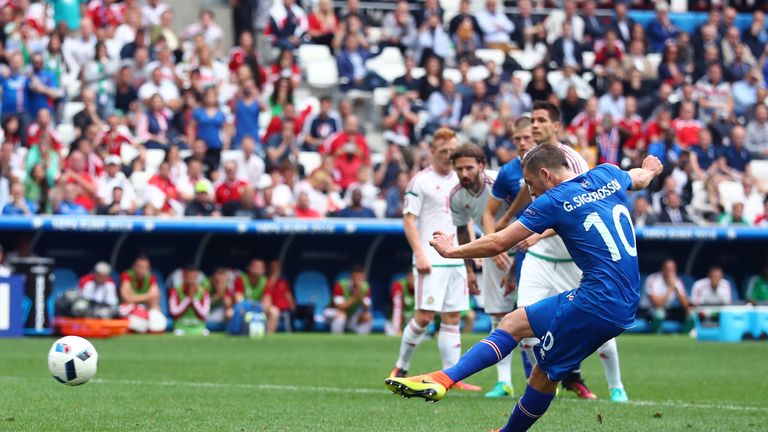 Gylfi Sigurdsson gives Iceland the lead from the penalty spot