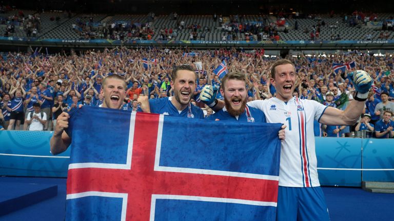 Gylfi Sigurdsson (second left) says Iceland will go into the England game with no pressure on them