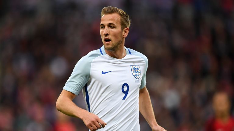 LONDON, ENGLAND - JUNE 02:  Harry Kane of England in action during the international friendly match between England and Portugal at Wembley Stadium on June