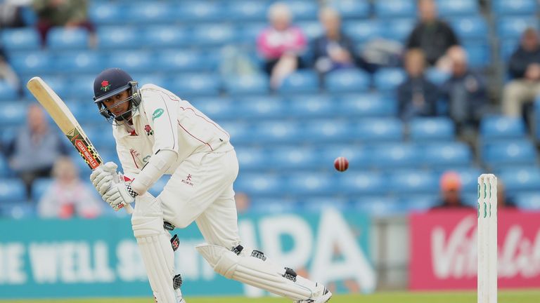 Haseeb Hameed of Lancashire bats during day two of the Specsavers County Championship Division One match