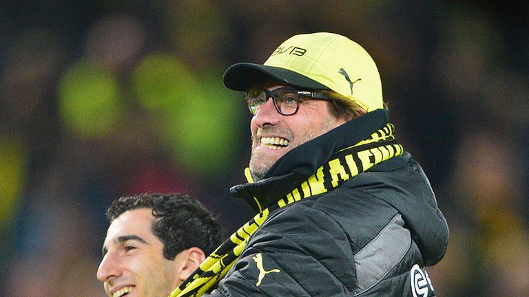 Henrikh Mkhitaryan (L) with Jurgen Klopp