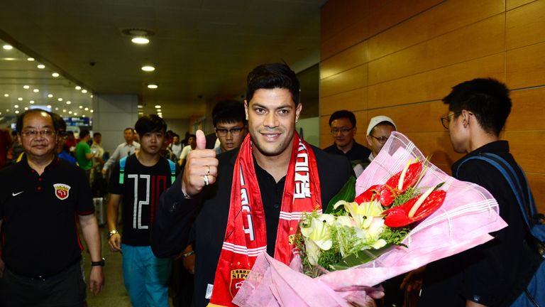 Brazil's Hulk arrived at Shanghai on Wednesday to play in China