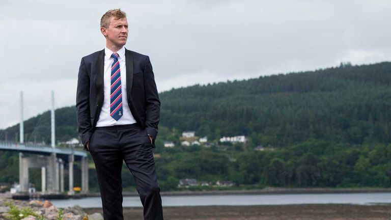 Inverness CT manager Richie Foran on the banks of the Moray Firth (literally) with the Kessock Bridge in the background