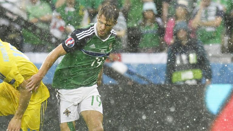 Jamie Ward in action during Northern Ireland's 2-0 victory over Ukraine