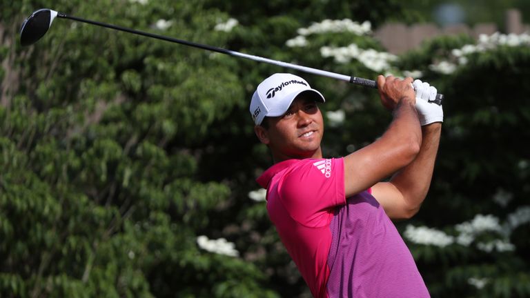 Jason Day of Australia watches his tee shot on the 13th hole during the second round of The Memorial Tournament at Muirfield Village