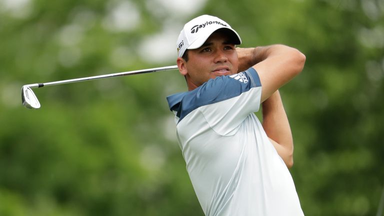 Jason Day of Australia watches his tee shot on the third hole during the third round of The Memorial Tournament at Muirfield Village