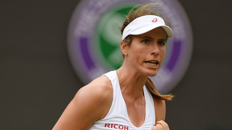 Briton Jo Konta beat Puerto Rico's Monica Puig 6-1 7-5
