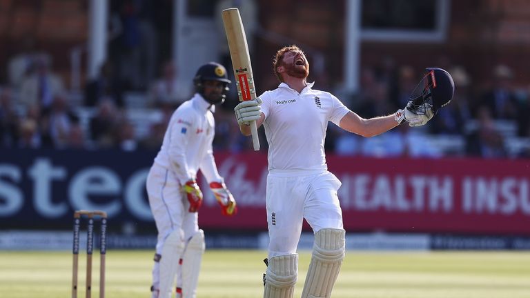 Jonny Bairstow of England celebrates his century during day one of the 3rd Investec Test match between England and Sri Lanka