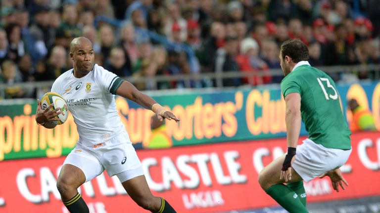 JP Pietersen of the Springboks in action Test match between South Africa and Ireland