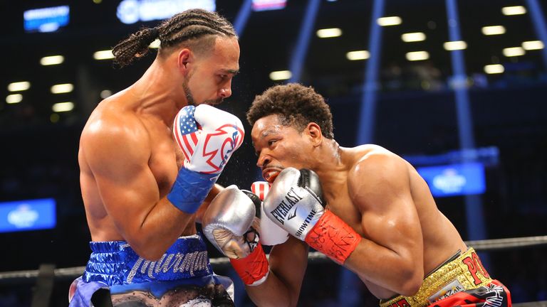 Keith Thurman (l) and Shawn Porter during their tenacious  12 round battle in New York, where the former successfully defended his WBA welterweight title