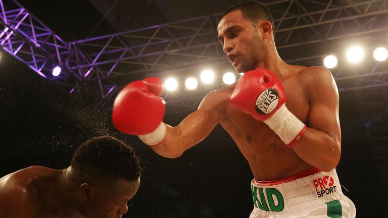 Kid Galahad (right) in action victory over Isaac Nettey