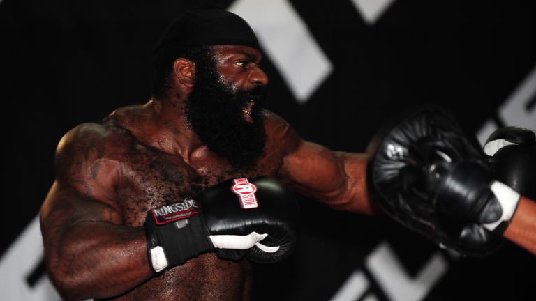 LOS ANGELES, CA - SEPTEMBER 17:  MMA Heavyweight Sensation Kimbo Slice is seen during the Workout/Media Day with Kimbo Slice and Gina Carano at the Legends