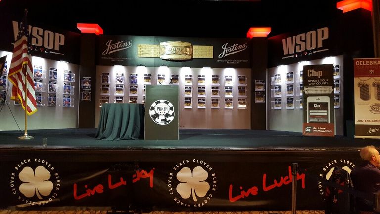 The bracelet awards ceremony stage at the 2016 World Series of Poker in Las Vegas.