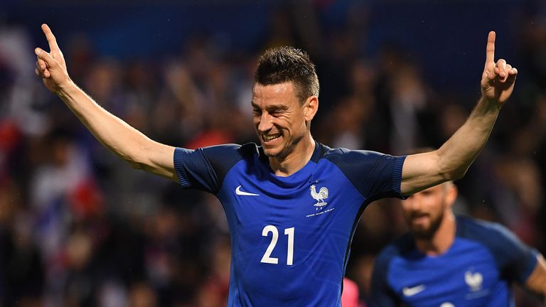 Laurent Koscielny scored France's third before half-time with a header