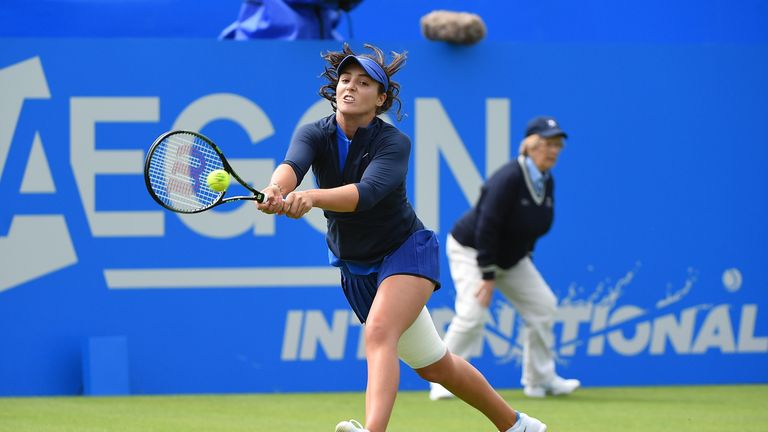 Laura Robson played with heavy strapping around her right leg