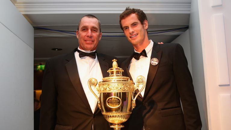 Murray and Lendl with the Wimbledon trophy