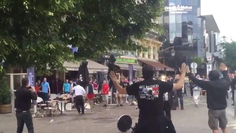 Footage from Lille shows aggression between fans in Lille