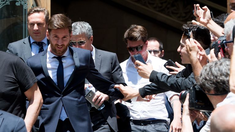 Lionel Messi leaves court in Barcelona