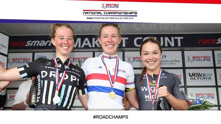 Lucy Garner (right) made the podium at the National Championships despite broken ribs!