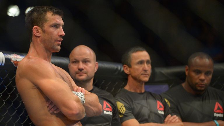 INGLEWOOD, CA - JUNE 04: Luke Rockhold stands in the cage after he was defeated by Michael Bisping during their middleweight championship bout at UFC 199 a