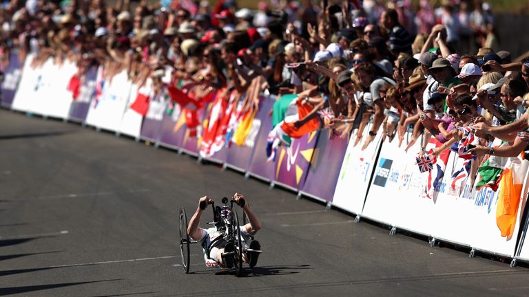 Mark Rohan gets cheered on winning the Individual H1 Road Race at London 2012