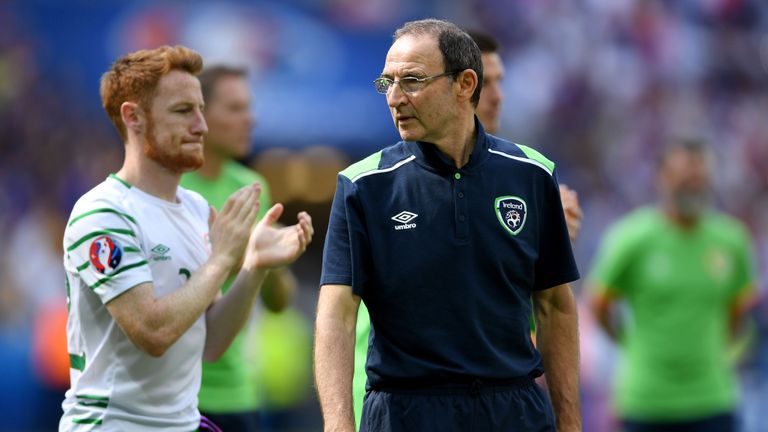 LYON, FRANCE - JUNE 26: Dejected Martin O'Neill manager of Republic of Ireland is seen after the UEFA EURO 2016 round of 16 match between France and Republ