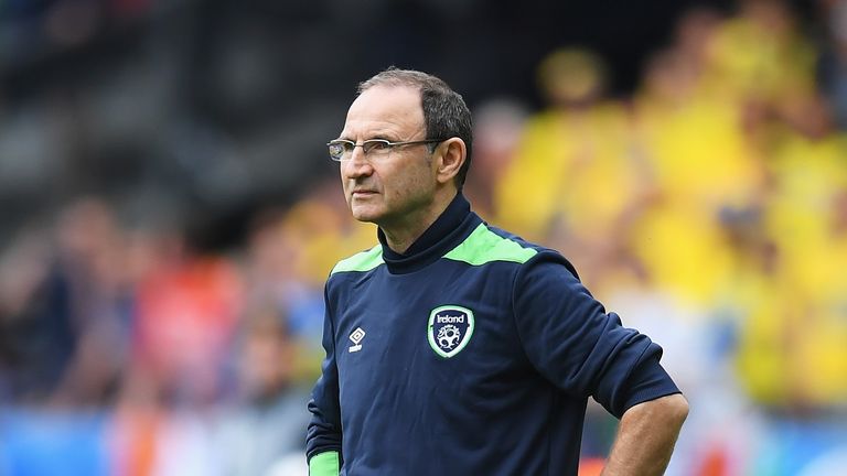 Martin O'Neill, manager of Republic of Ireland, looks on during the EURO 2016 Group E match between Republic of Ireland and Sweden