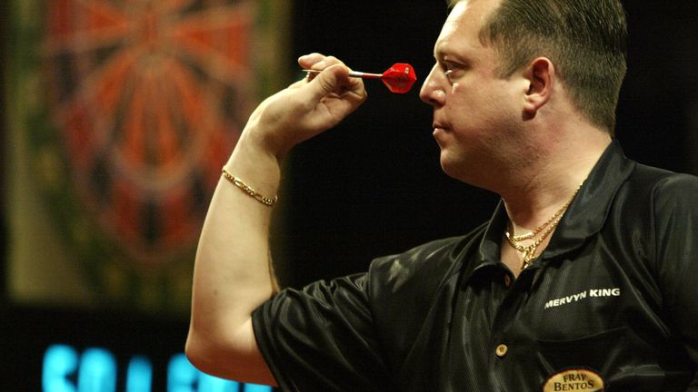 FRIMLEY GREEN - JANUARY 11:  Mervyn King of England during the Embassy World Darts Championships Semi-Finals at the Lakeside Country Club in Frimley Green,