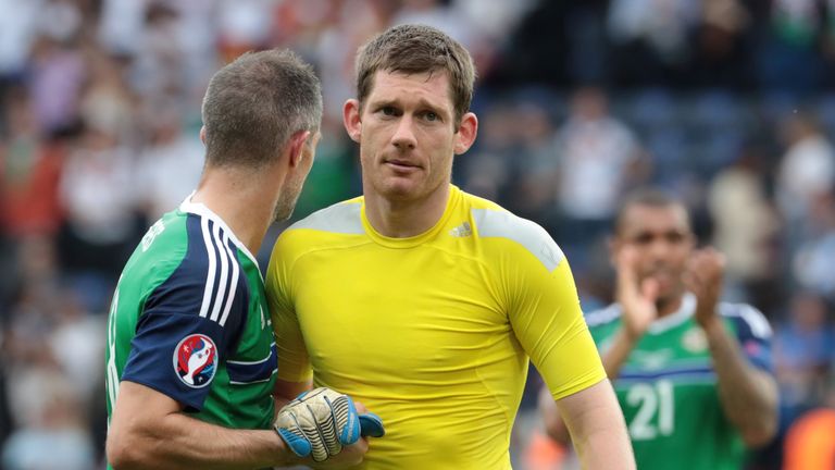 Northern Ireland's goalkeeper Michael McGovern reacts