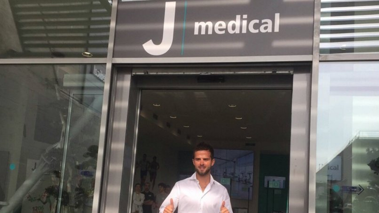 Miralem Pjanic arrives for his Juventus medical. Picture courtesy of @juventusfc