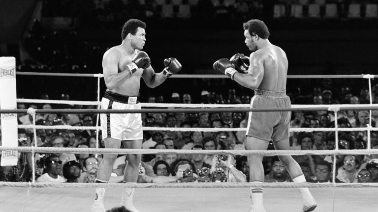 Muhammad Ali (left) and George Foremen met in one of the most famous bouts of all time