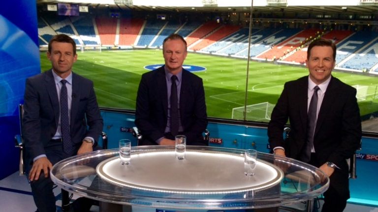 Neil McCann, Michael O'Neill and David Tanner in Sky Sports studio