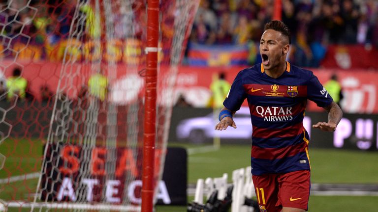 Barcelona forward Neymar celebrates