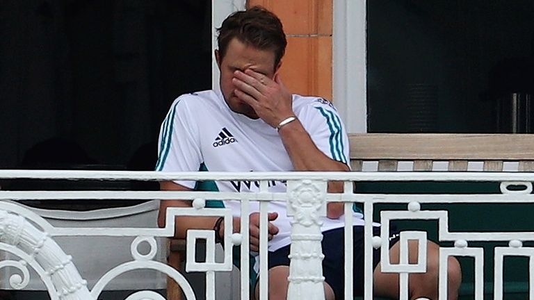 A dismayed Nick Compton on the Lord's balcony