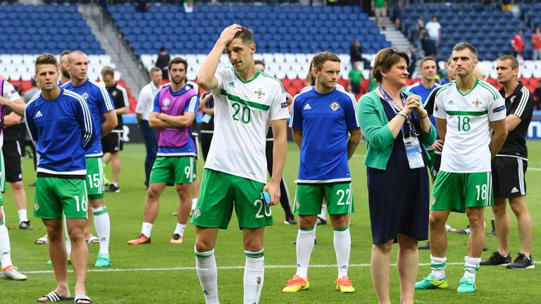 Northern Ireland players salute their fans after elimination at Euro 2016