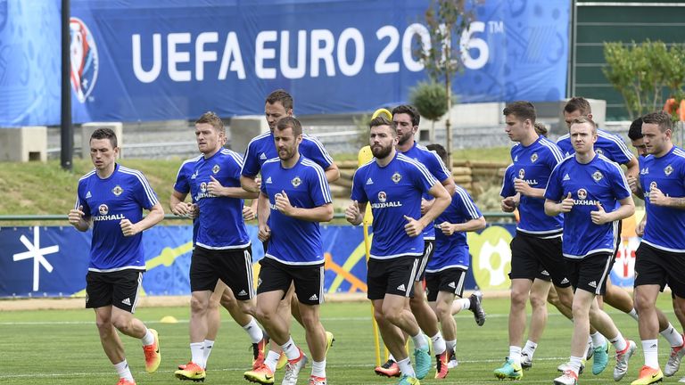 Northern Ireland players training ahead of Euro 2016 opener