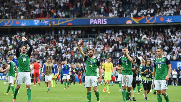 Northern Ireland players wave to the crowd