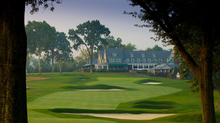 A general view of the par 4 18th hole at 2016 U.S. Open site Oakmont Country Club on September 3, 2015 in Oakmont, Pennsylvania.