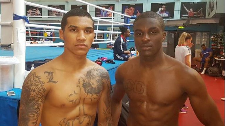 Conor Benn (L) and Ohara Davies in the gym (courtesy of Instagram)