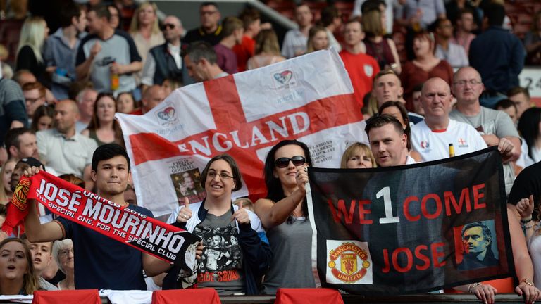 Mourinho was given a warm welcome before the Soccer Aid charity football match at Old Trafford