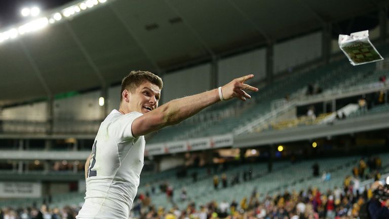 SYDNEY, AUSTRALIA - JUNE 25:  Owen Farrell of England looks on after victory in the International Test match between the Australian Wallabies and England a